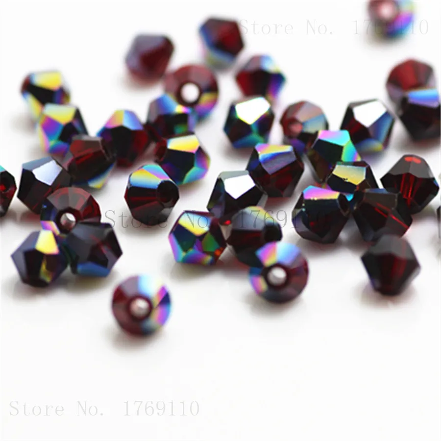 Black Silver Color 100pcs 4mm Bicone Austria Crystal Beads charm Glass Beads Loose Spacer Bead for DIY Jewelry Making