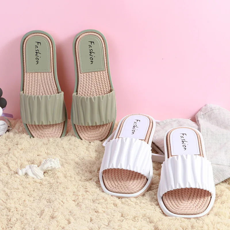 Zapatillas informales para mujer, chanclas de moda de verano para dormitorio de estudiantes, sandalias de uso interior y exterior, Zapatillas de casa