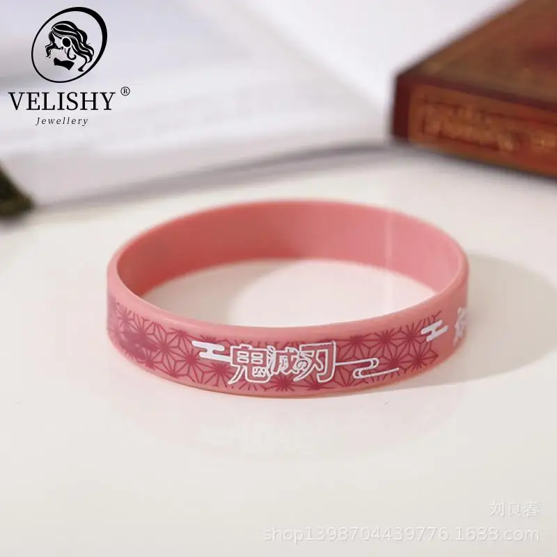 1Pc Anime Demon Slayer Kimetsu No Yaiba Blade Of Ghost Wristband Rubber Silicone Men Bracelet Sport Jewelry Gifts