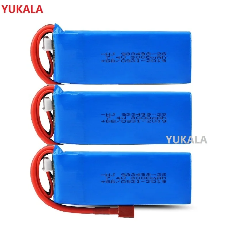 144001 124018 124019 124016 104001 104009 144010 RC truck 7.4V 3000mAh Upgrade large Lipo Battery RC Car Spare Parts