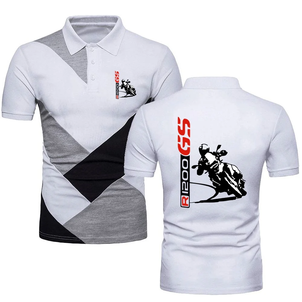 Polo Shirts Men TShirt Motorcycle Adventure Sport Tees R1200 GS Motorrad Military Style Short Sleeve Jersey Contrast Color Polo