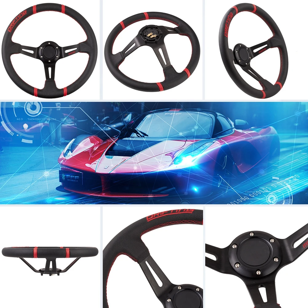 

14 Inch 350mm High Quality Auto Aluminum Suede/PVC Car Accessories Racing Drifting Sport Steering Wheels