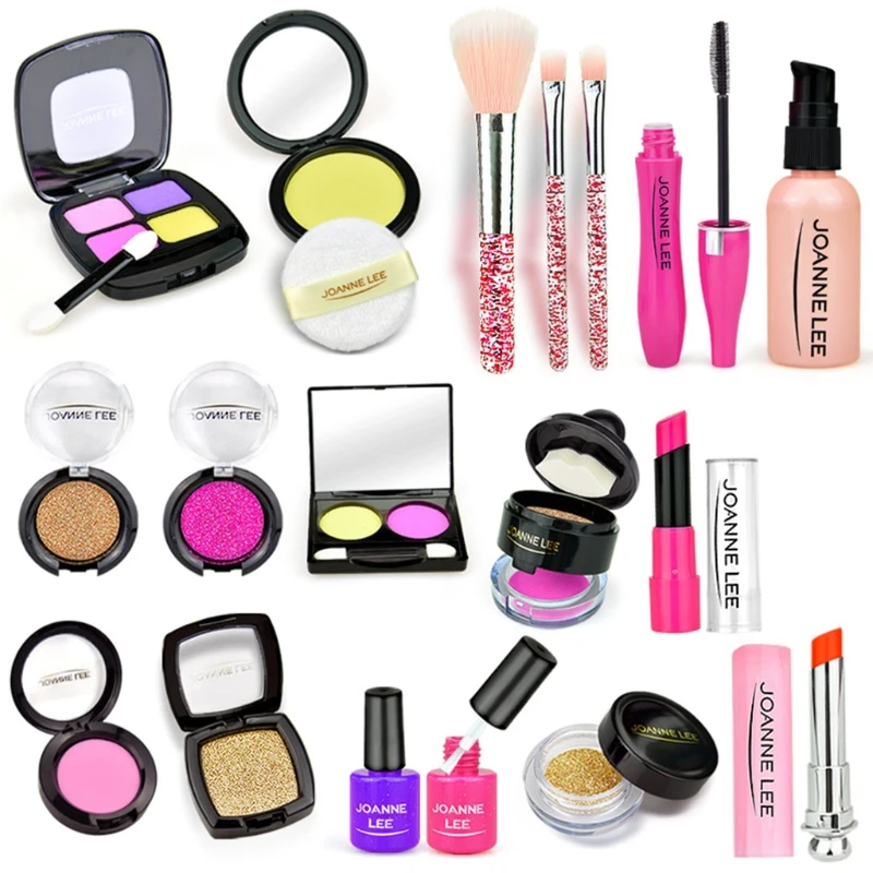 Le ragazze compongono il Set di giocattoli fai finta di giocare a Princess Pink Makeup Beauty Safety Kit Non tossico giocattoli per ragazze che vestono la borsa da viaggio cosmetica