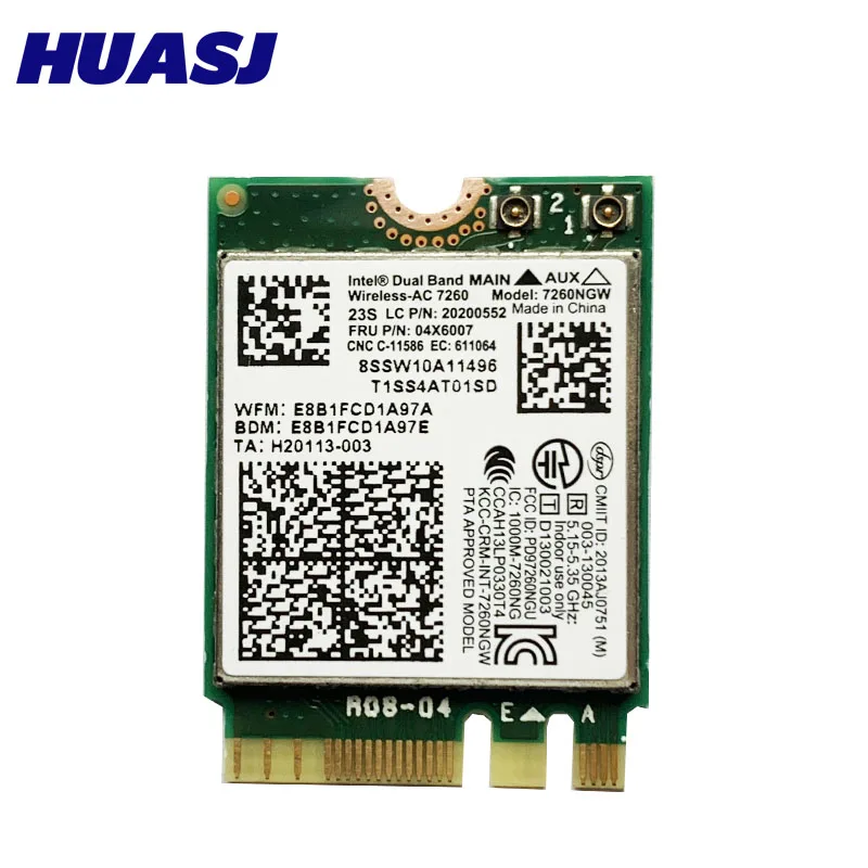 Huasj  Wireless-AC7260 7260NGW AC 867M wifi BT 4.0 network card for  T440 X240 B40 B50 Y40 Y70 Y50 FRU 04X6007