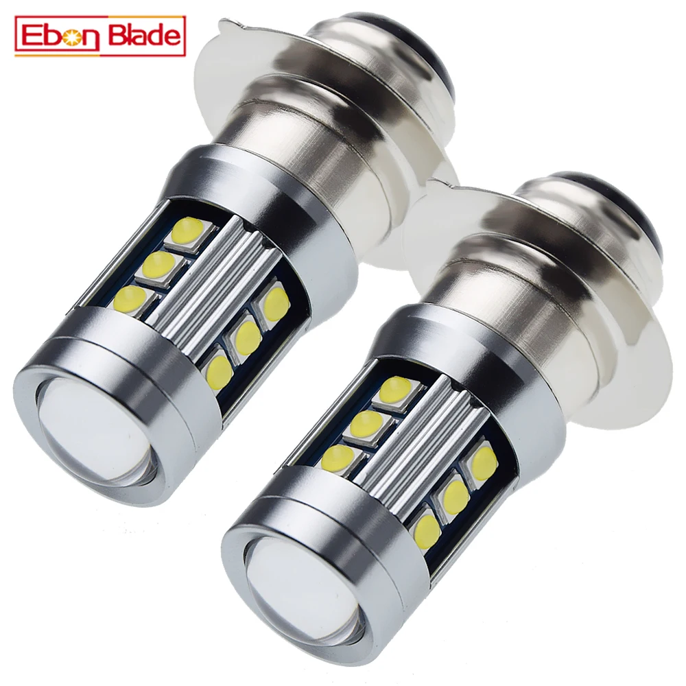 2Pcs H6M P15D-25-1 PX15D T19 Led Headlight Bulb Dual Beam Motorcycle Headlamp Scooter Speed Moped Motorbike 6V 12V 1000Lm 6000K