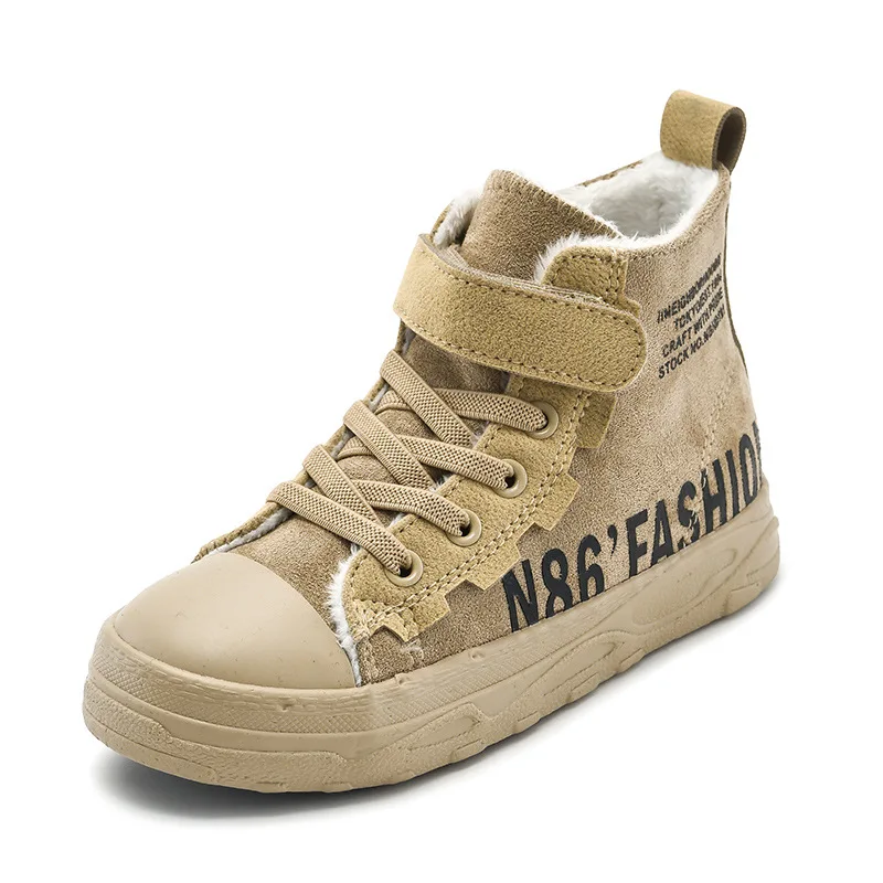 Scarpe Casual per bambini 2023 stivali di cotone per ragazzi inverno più scarpe calde di cotone scarpe scarpe per bambini con lettere di colore