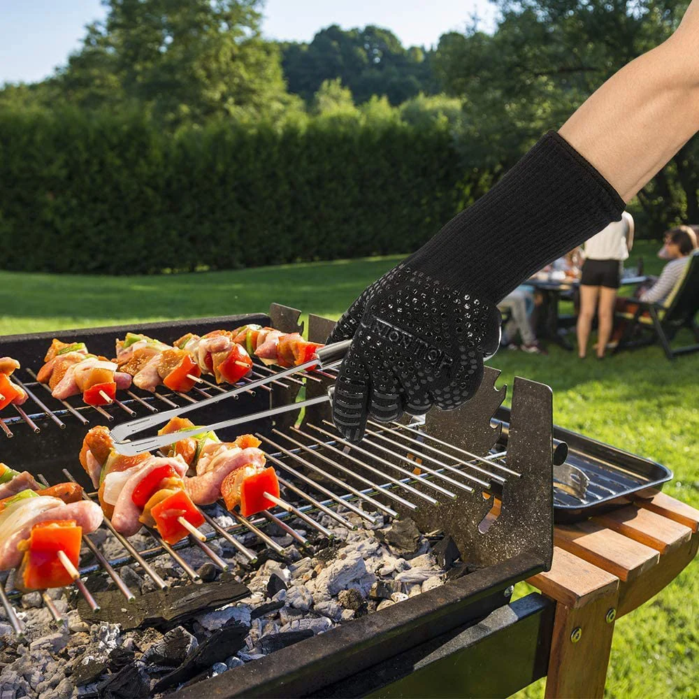 1 Pair BBQ Glove 300-500 Centigrade Extreme Heat Resistant Silicone Microwave Kitchen Gloves Cooking Grill Oven Mitts