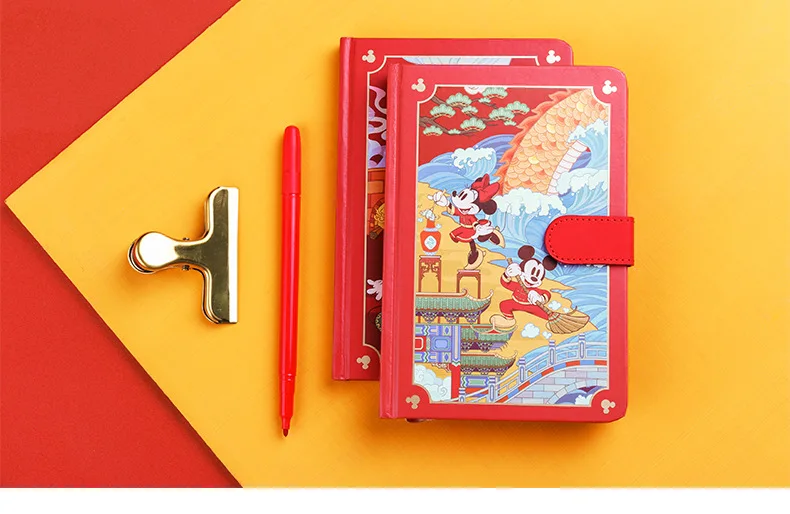 Disney Cartoon Character New Mickey Minnie Cartoon Exquisite Magnetic Button Notebook Simple Art Diary Notepad Gift For Children