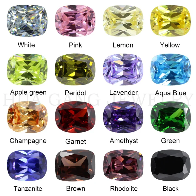 Cubic Zirconia Stone Baguette Shape White Pink Garnet Blue Green Yellow Loose CZ Stones Synthetic Gems For Jewelry