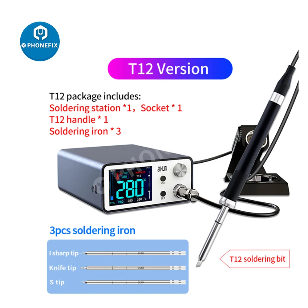 

JC AIXUN T3A Intelligent Soldering Station adjustable temperature Digital Soldering Iron with T12/T245/936 Handle Welding Tips