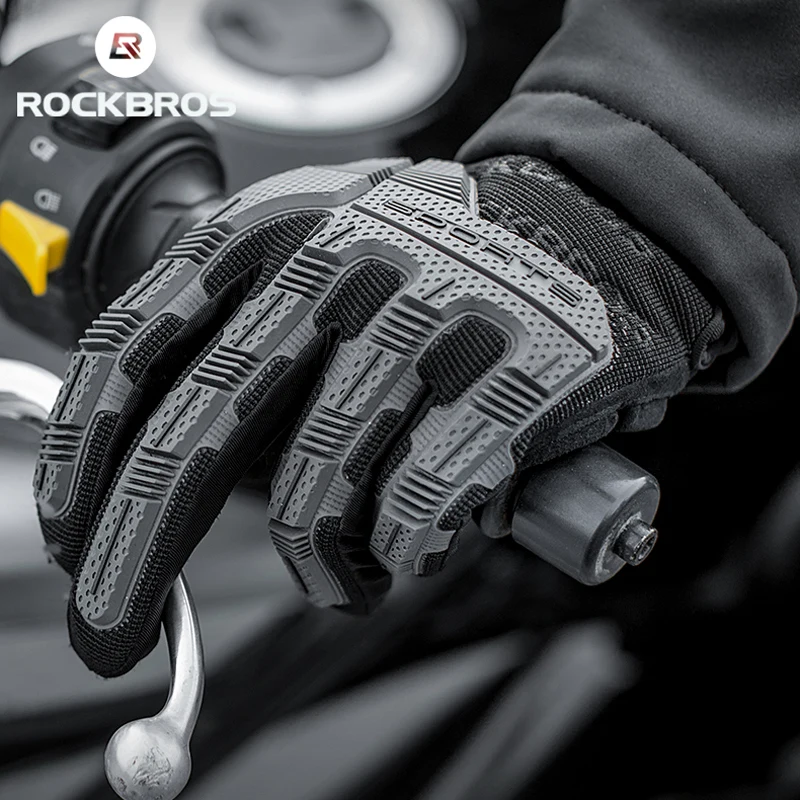 Rockbros ciclismo luvas térmicas outono inverno luvas à prova de vento sbr tela de toque luvas de bicicleta dedo completo luvas de esporte à prova