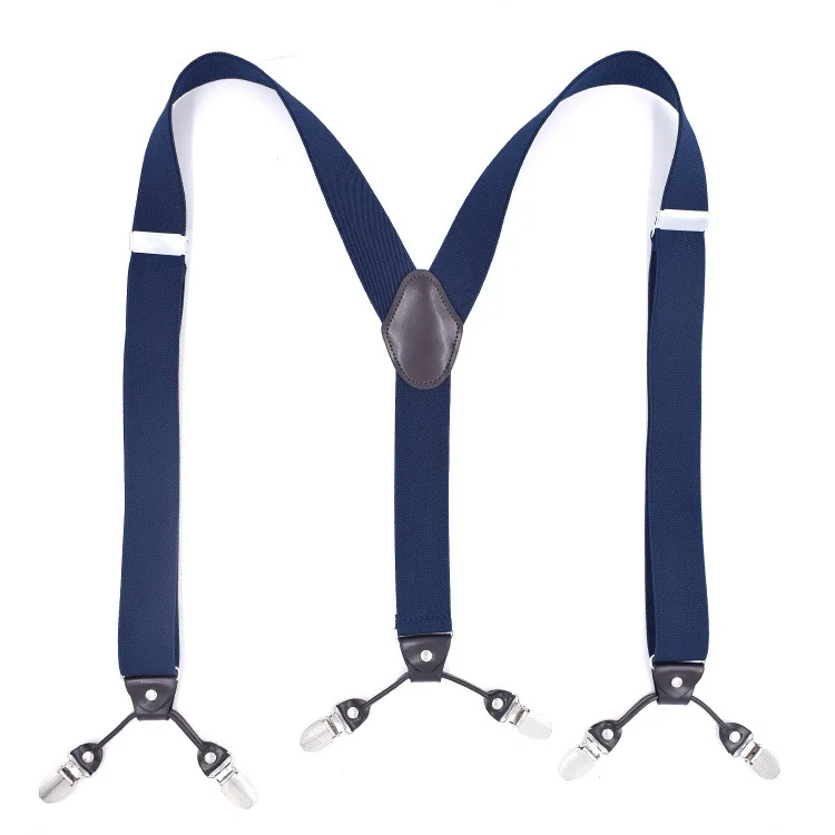 Leather Suspenders Men 3.5cm Y-Back 3 Clips Male Suspensorios Adjustable Elastic Trouser Braces Strap Belt Suit Accessories