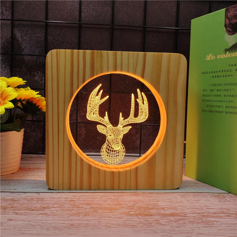 

3D Night Light Decor Wooden Photo Frame Sign Led-Night-Light Bedroom USB 3W for Birthday Baby Sleep