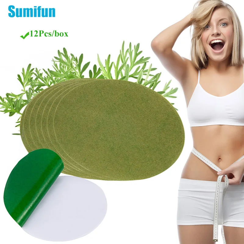 

12Pc/Box Wormwood Waist Slimming Patches Belly Fat Burning Lose Weight Sticker Body Detox Shaping Natural Herbal Medical Plaster