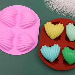 4 Hole Heart-shaped Madeleine Cake Mold DIY Shell-shaped Chocolate Pastry Silicone Mold Baking Cake Decoration Accessories