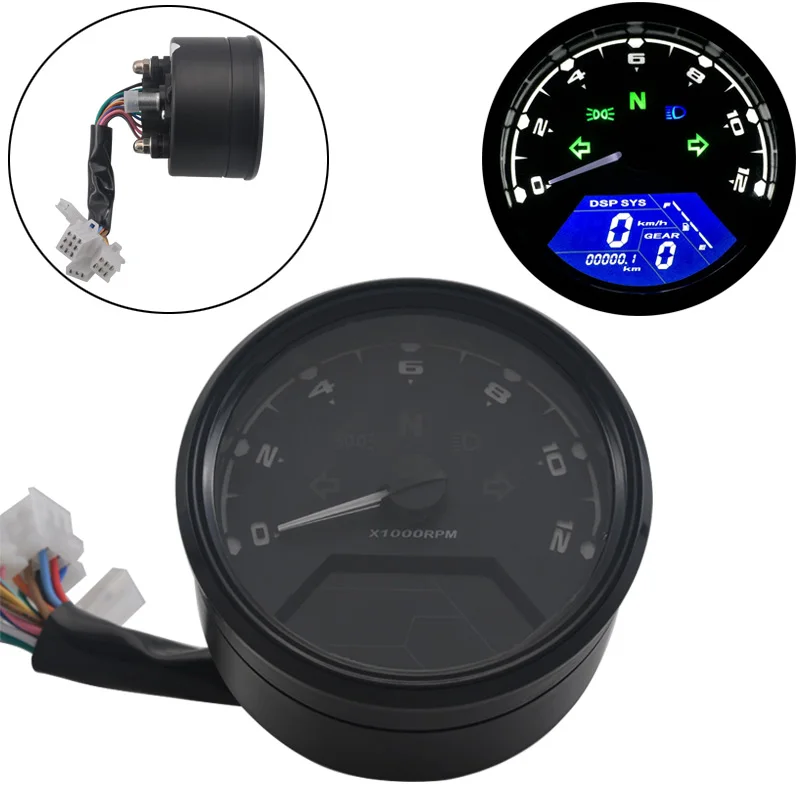 

Motorcycle Digital Meter 8-18V Universal LCD digital motorcycle speedometer Multi-function for 2-4 Cylinders Cafe Racer