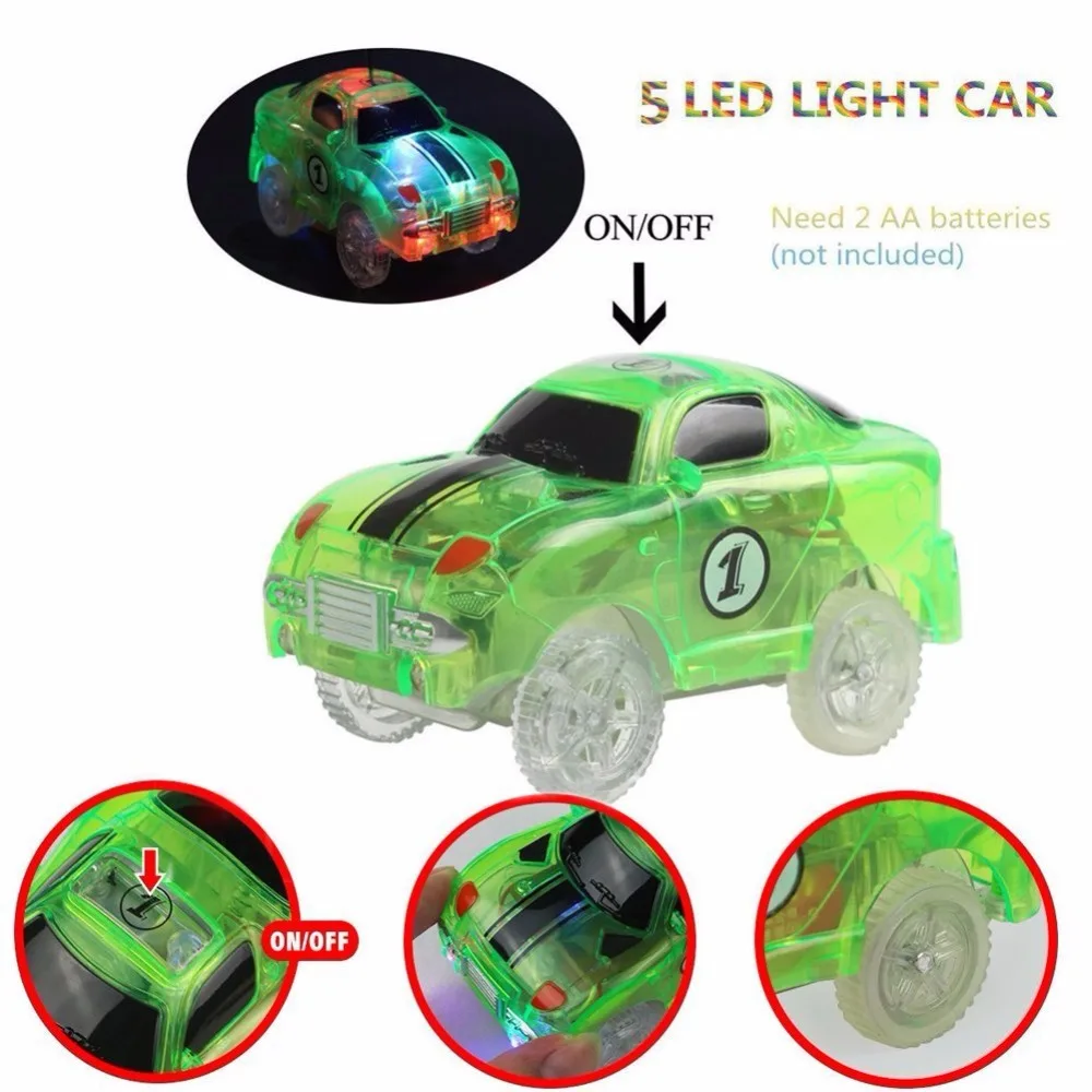 LED Cars rail racing Electronic Car Toys With Flashing Lights Flexible track Toy Cars Educational Toys For Boys Birthday Gifts