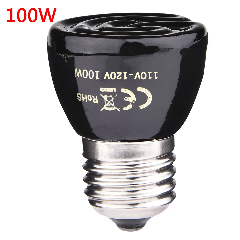 25W 50W 75W 100W Pet Heating Light Bulb Infrared Black Ceramic Emitter Heat Lamp Bulb E27 110-120V Pet Heating Lamp Light Bulb