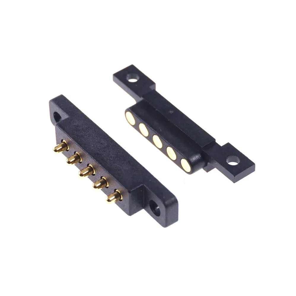 Pogo Pin Spring Pin Connector 5p 2.54 Mm Male and Female Plug in Board with Screw Hole Installation