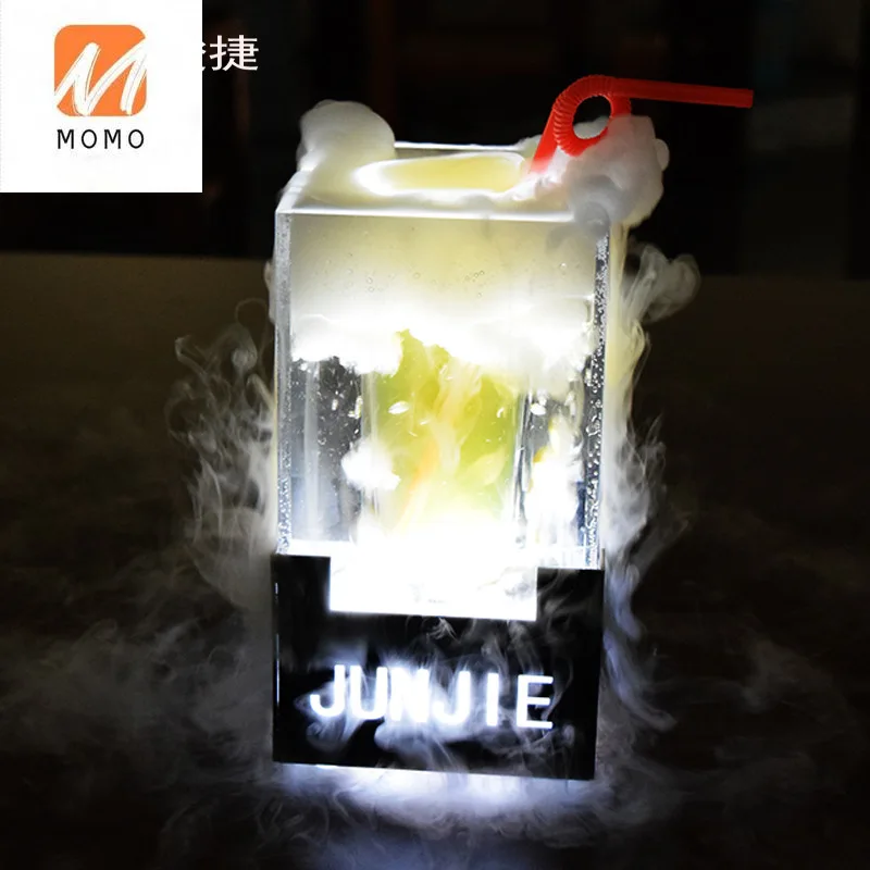 Bar Personality Creative Cocktail Glass Dry Ice Purr Cup Light-Emitting Acrylic Box Cup Holder