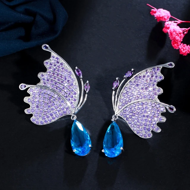 Purple cubic zirconia earrings hotsell