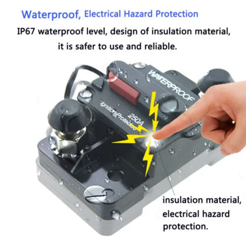 Waterproof 30A-300A Circuit Breaker Trolling with Manual Reset Car Boat Manual Power Protect for Audio System Fuse Car 12V-48VDC