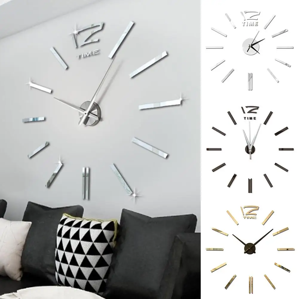 3D Modern Design Mini DIY Large Wall-Clock Sticker Mute Digital 3D Wall Big Clock Living Room Home Office Decor Christmas Gift