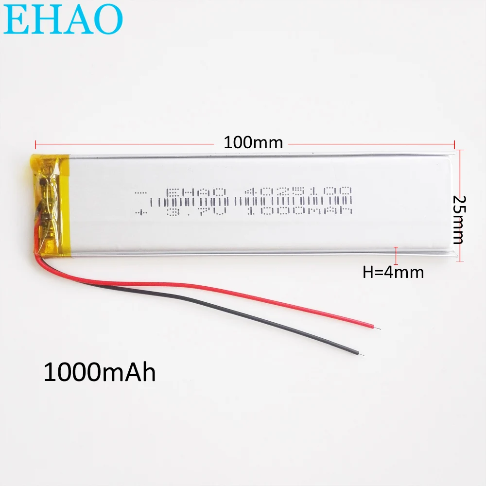 EHAO 4025100 3.7V 1000mAh litowo-polimerowa LiPo akumulator do Mp3 PAD DVD E-book zestaw słuchawkowy bluetooth