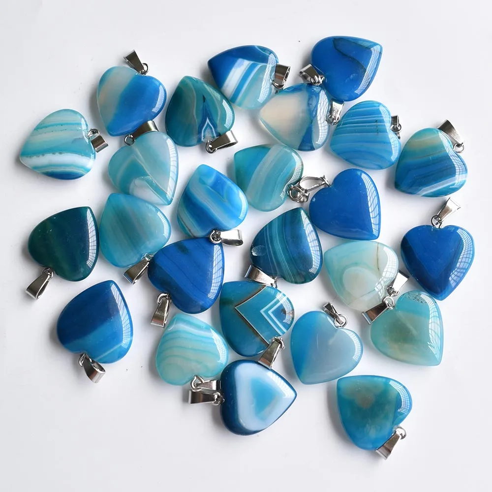 

Wholesale 36pcs/lot fashion good quality blue stripe onyx heart shape charms pendants for jewelry making 20mm free shipping