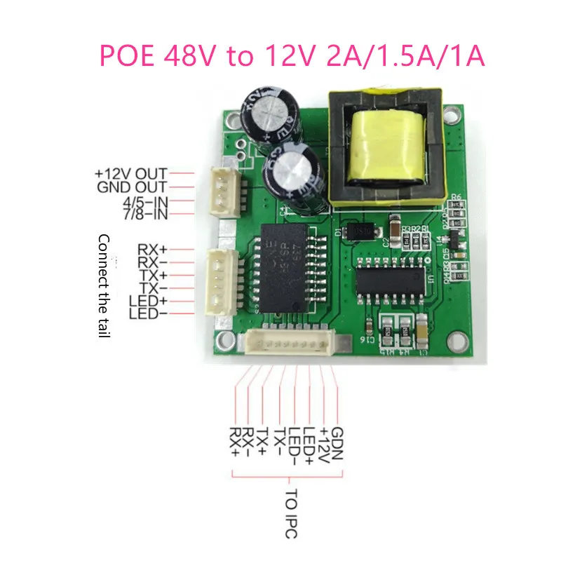 48V POE PD модуль 12V 1A/1.5A/2A 5V2.4A/4A 15W/18W/25W 100M POE разветвитель POE Инжектор адаптер питания для дверного монитора камеры