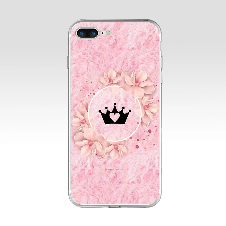 346FG pink Crown Princess Luxury design Soft TPU Silicone Cover Case For Apple iPhone5 5s se 6 6s 7 8 plus x xr xs max