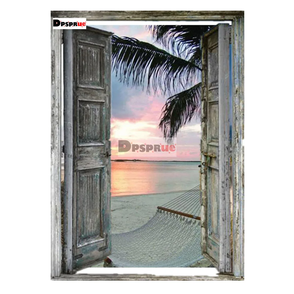 

5D DIY Diamond Painting Full Square/Round Landscape Door Beach Sea Cross stitch Kit Mosaic Rhinestones Diamond Embroidery D224