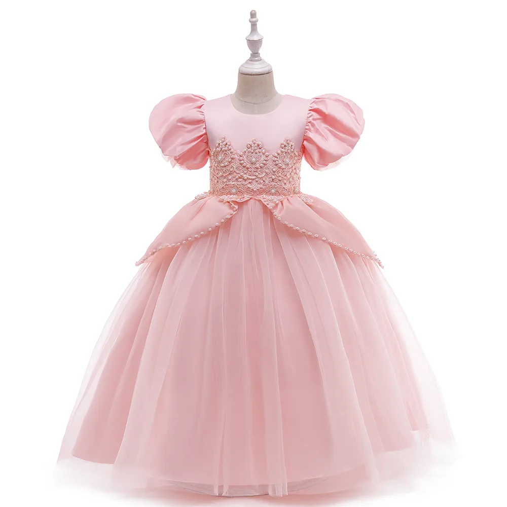 Girls Dress Wedding Gown Party Princess Dress for Girl Bowknot Back Costume Children Pageant Long Robe 3-12 Years