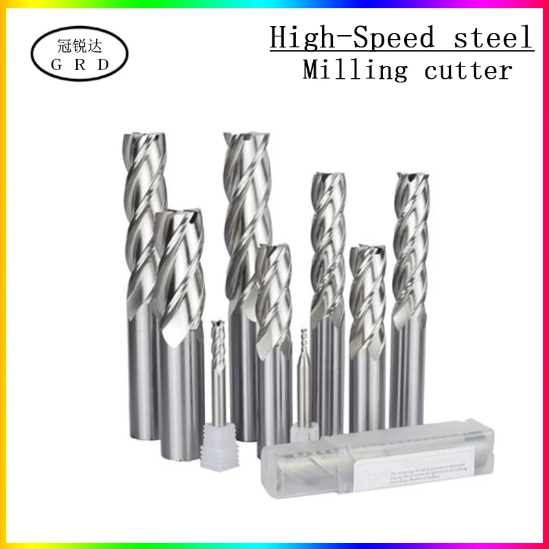 4 slot white steel end milling cutter 1mm~20mm 4mm 6mm 8mm 12mm CNC lathe metal 4 flute milling cutter 1.5mm tool holder