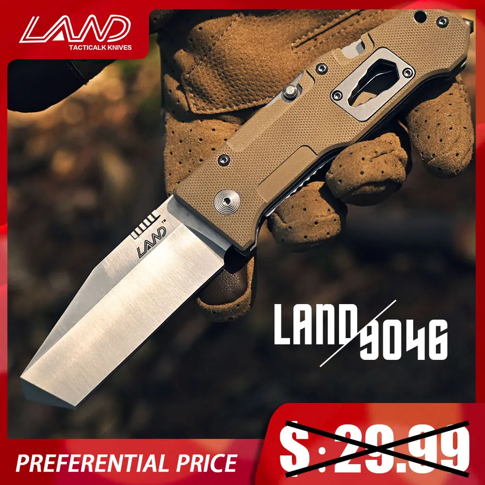 LAND 9046 12cr27mov Stainless Steel Folding Multi-Functional Knife Survival Rescue Camping Outdoor Hunting EDC Saw Tool Knives