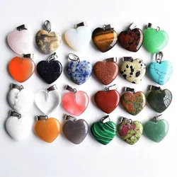 Wholesale 50pcs/lot Fashion Assorted heart natural stone charms pendants for jewelry making Good Quality 20mm free shipping