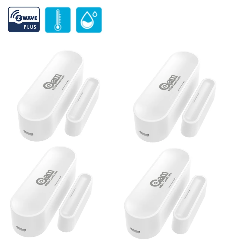 NEO Coolcam 4PCS/Lot Z Wave Plus Door Window Sensor With Temperature Humidity 700 Series USB Charge Battery Operated 868.4MHZ