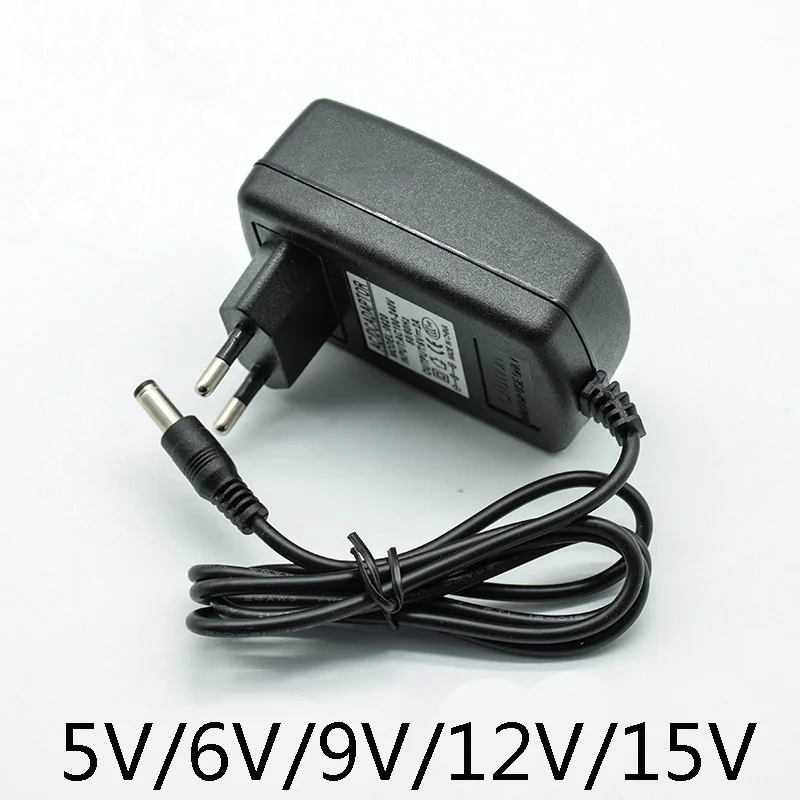 100-240V AC Converter Adapter DC 5V 3A 6V 2A/3A 9V 2A 12V 2A 15V 1A Power Supply Charger EU Plug 5.5mm * 2.5mm(2.1mm) AC to DC