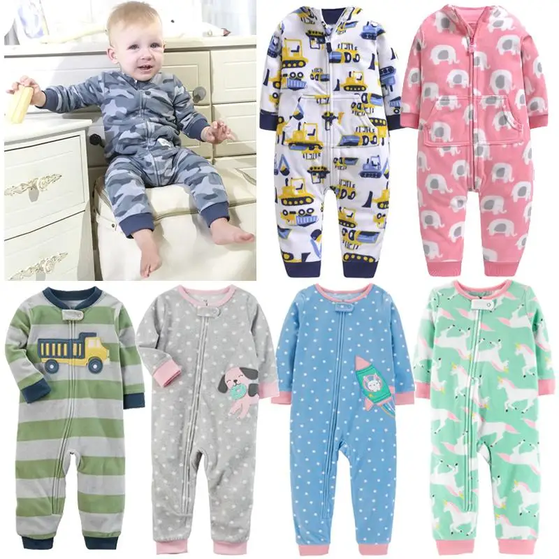 2022 Baby Clothes Bebes Jumpsuit Collar Fleece Newborn Pajamas Infants Boys Clothing Toddler Girls Outfits Coveralls Outwear