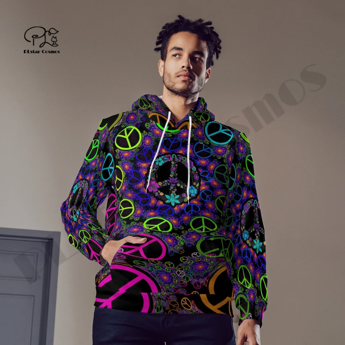 PLstarCosmos 3Dprinted Newest Peace Flower Hippie Trippy Harajuku Casual Streetwear Funny Unique Unisex Hoodies/Sweatshirt/Zip 4