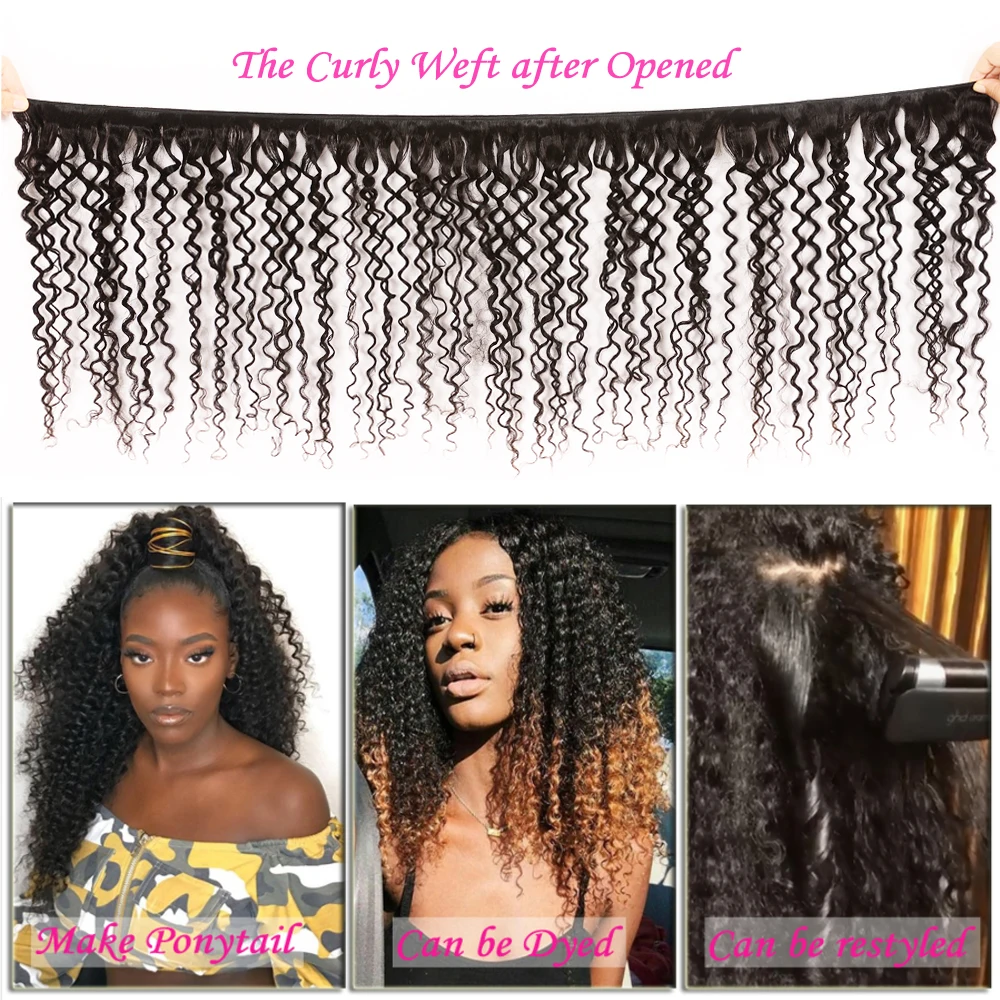 Julia Hair Curly Weave Human Hair 3 Bundles With Closure 4PCS Brazilian Hair Weave Bundles with Lace Closure Curly Hair Products