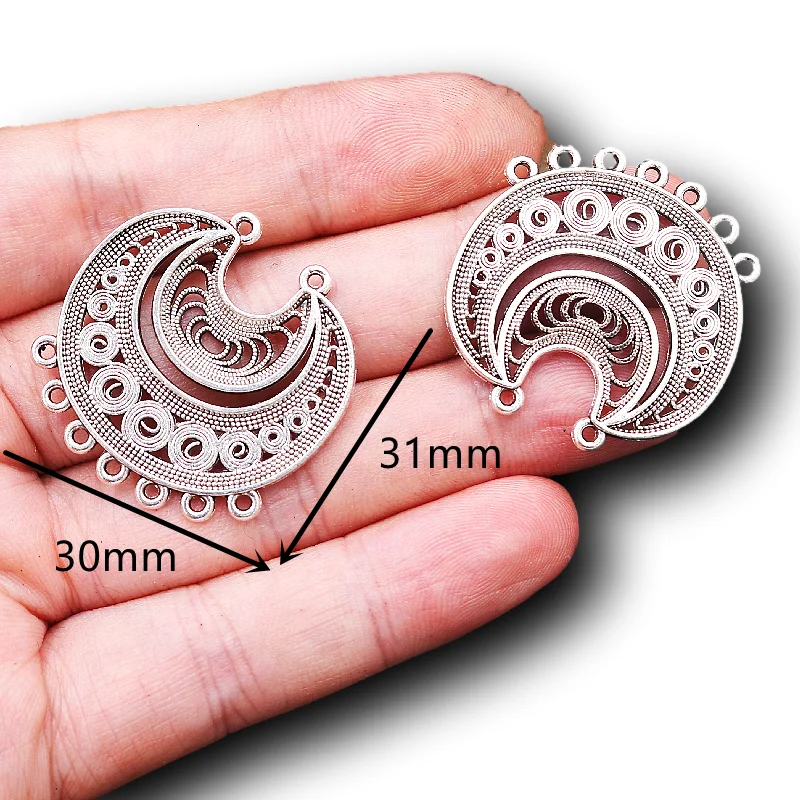 8pcs Silver Plated Mix Retro Porous Metal Connector DIY Charm Earrings Jewelry Crafts Making For Woman A1569