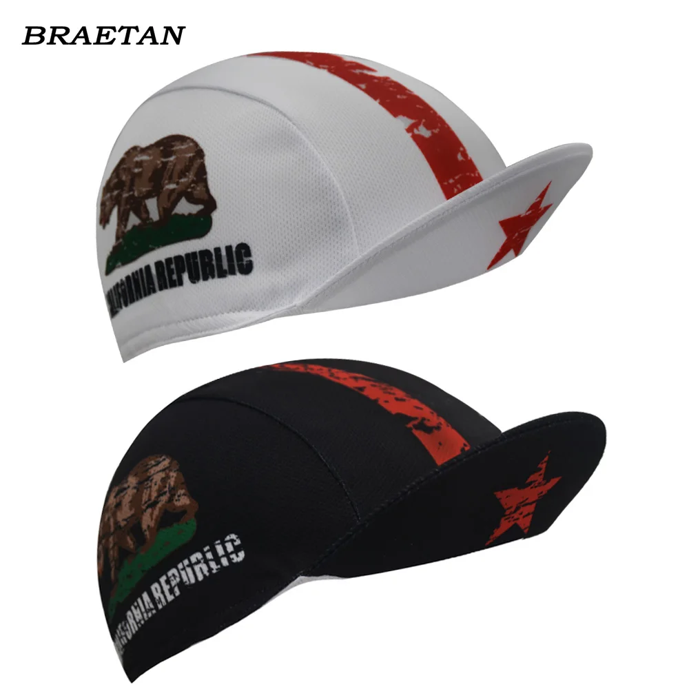 California Republic cycling cap men women black white cycling hat Headwear Quick-Drying Polyester Summer Cycling Hat braetan