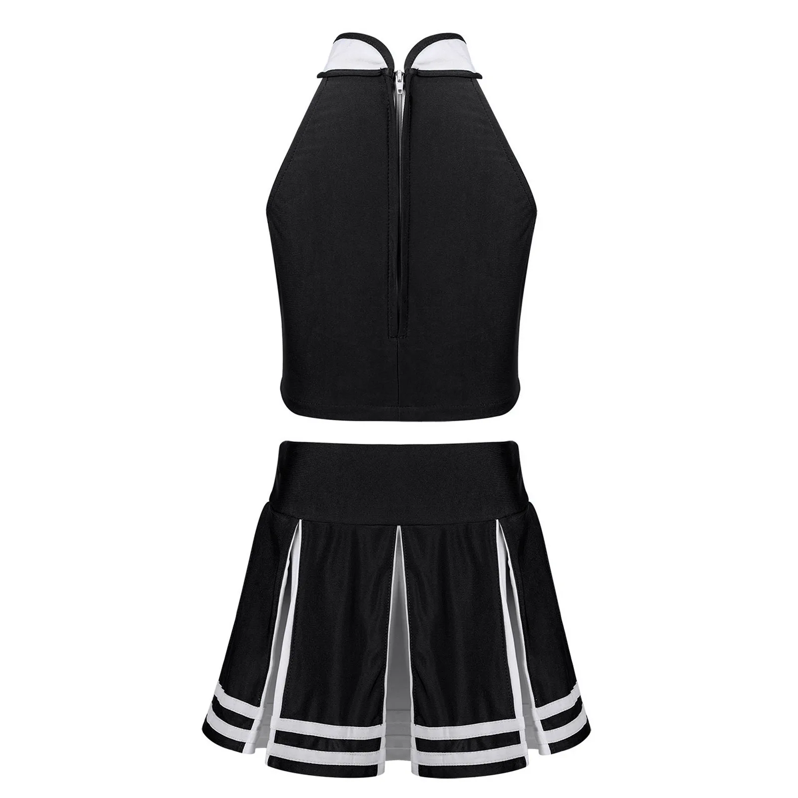 Kids Girls Cheerleading Costume Tank Top Dance Pleated Skirt Party Competition Performance Cheer Leader Cosplay Team Uniform