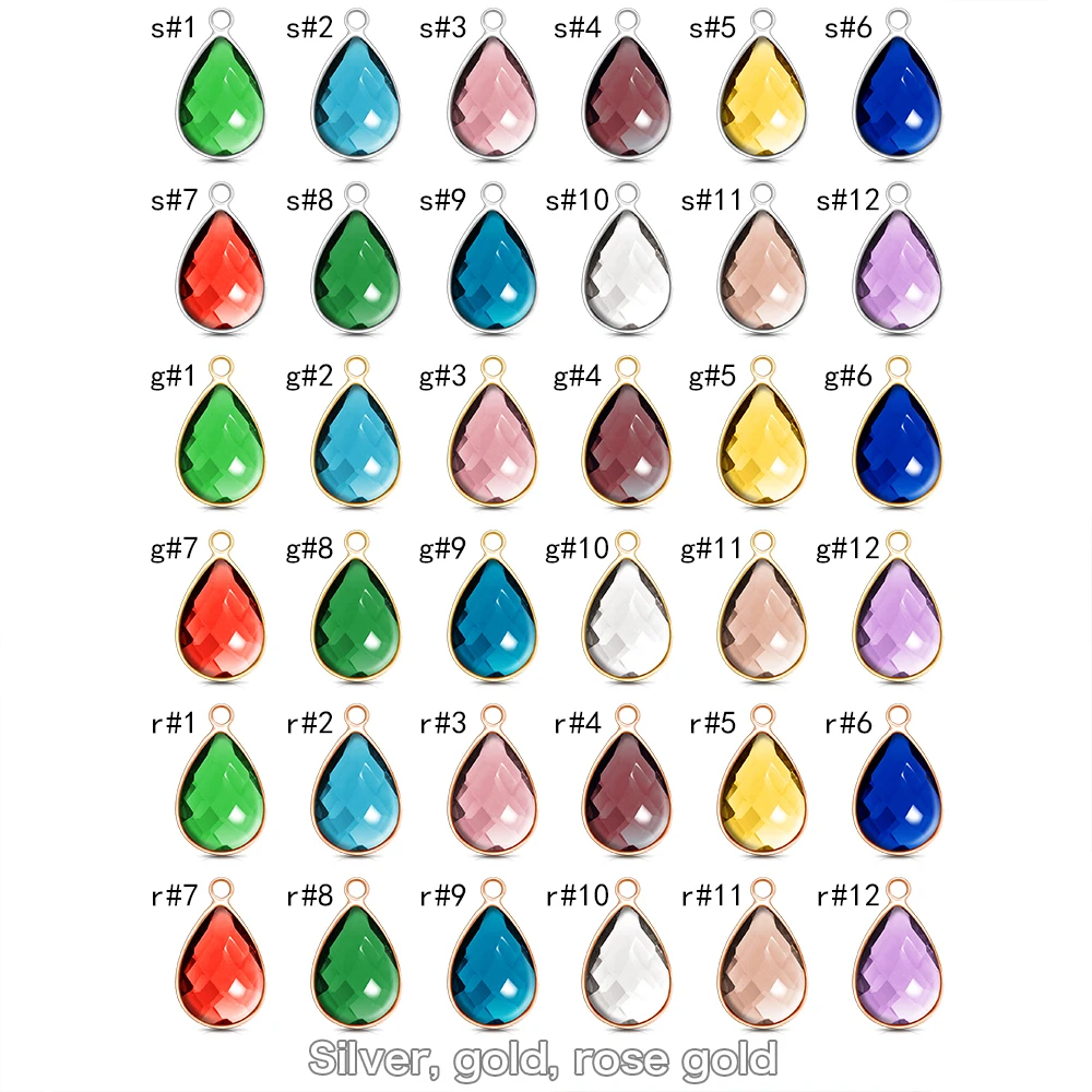 

MYLONGINGCHARM 12pcs/lot Birthstone Charm, Teardrop Birthstone, Large Birthstone Charm, Glass Charm, Faceted Charm, diy jewelry