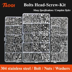 M2 M3 M4 M5 Hex Hexagon Socket Screw Set Stainless Steel Flat Round Cap Head Screw Kit Bolts and Nuts Allen bolts Set