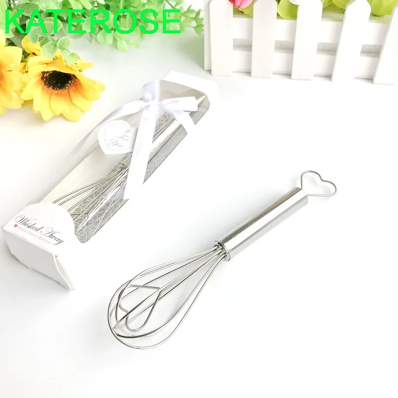 6PCS  Whisked Away Heart-Shaped Stainless-Steel Whisk in Gift Box Wedding Favors Hand Egg Beater Bridal Shower Party Supplies