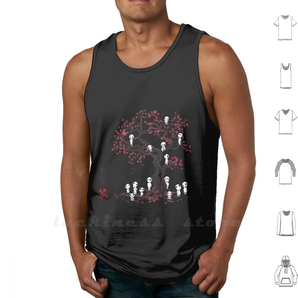 Sakura Tree Template Vest Men Women Teenage 6xl Tree Kodama Japan Printer Sumi E Spirits Wood