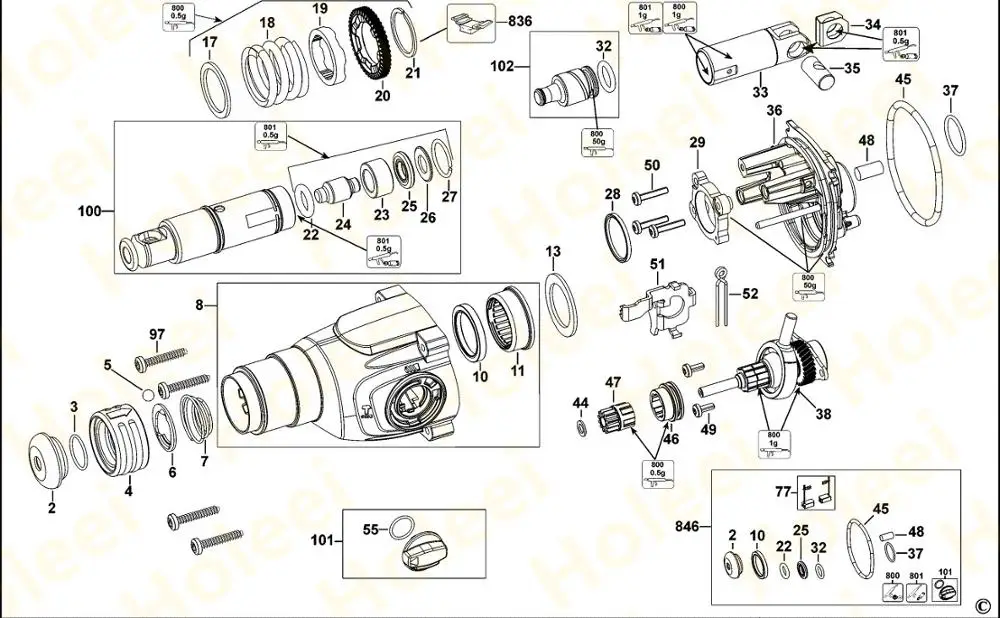 O Nhẫn DEWALT D25033 D25132 D25133 D25134 D25143 D25144 D25262 D25263 DCH033 DCH133 N264672