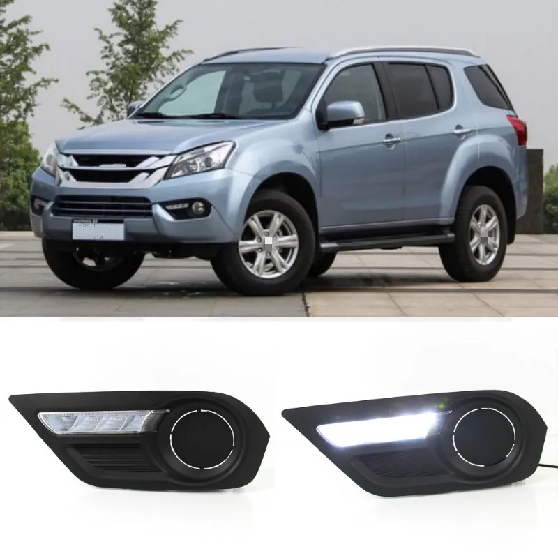 

2Pcs For ISUZU MU-X MU X 2015 2016 Daytime Running Lights fog lamp cover headlight 12V Daylight car-styling